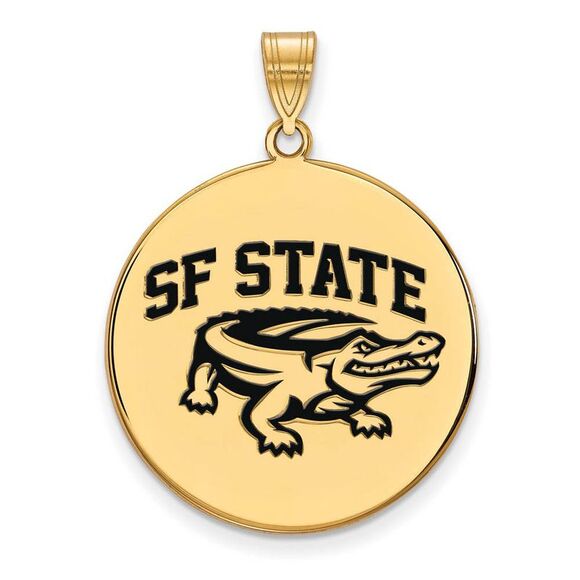 14k Gold Plated Silver San Francisco State XL Enamel Disc Pendant